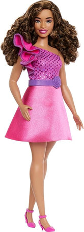 Barbie Fashionistas Doll With Brown Hair And Pink Sparkly Dress - Colorland Toys